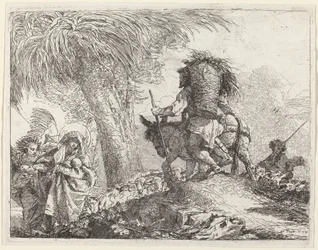 La Fuga, Giuseppe a Destra e Maria e Angelo a Sinistra