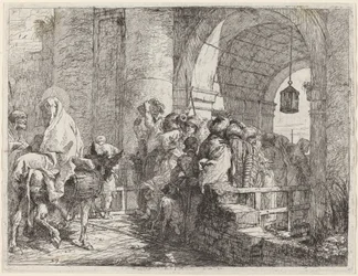 La Sacra Famiglia arriva a una porta della città