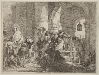 La Sacra Famiglia giunge a una porta della città