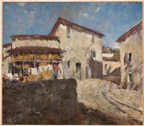 Strada di campagna e case
