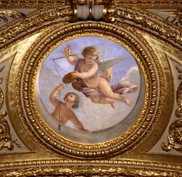 Amore della Giustizia. Decorazione del soffitto della Sala Antonina, camera degli appartamenti estivi della regina Anna d
