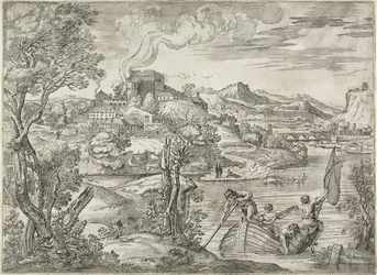 Paesaggio con suonatore di liuto