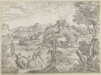 Paesaggio con suonatore di liuto