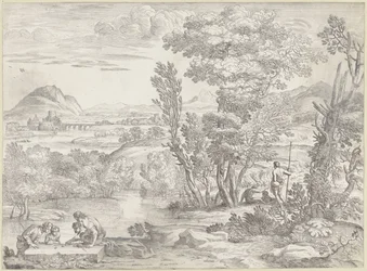 Paesaggio con quattro giocatori d