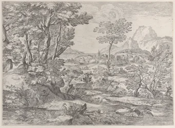 Tre ragazzi in un paesaggio con una città sullo sfondo, ca. 1626-80