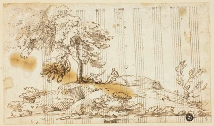 Due uomini seduti sotto un albero su una collina