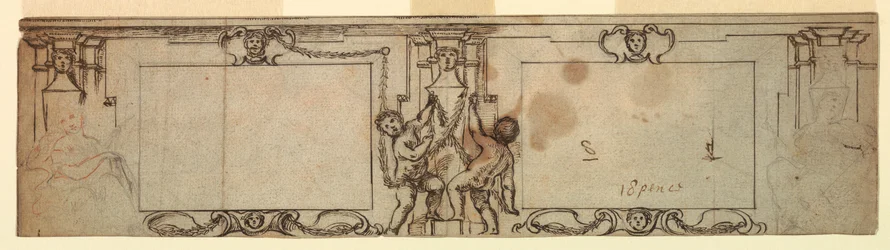 Disegno, progetto di pannellatura intagliata, 1650