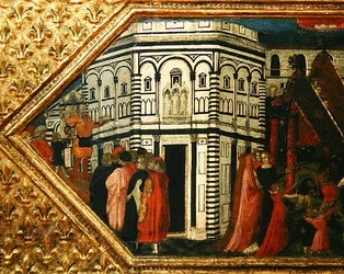 Cassone decorato con una scena del Palio di S. Giovanni