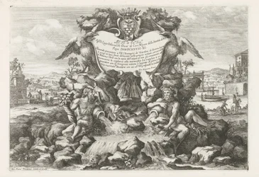 Fontana con dedica e stemma di Livio Odescalchi