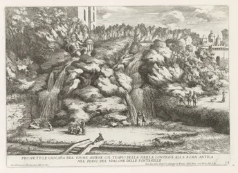 Paesaggio con cascata e Tempio della Sibilla Tiburtina a Tivoli