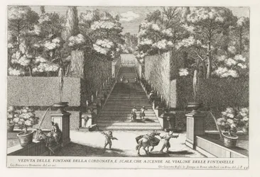 Scala con fontane nei giardini di Villa d