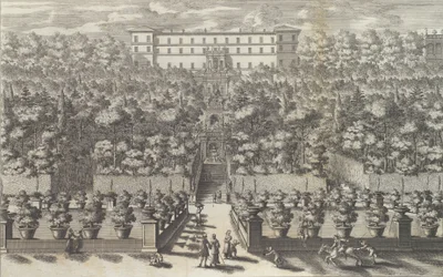 Veduta del Palazzo dal Piano del Giardino con le sue Fontane..., 1691 o dopo