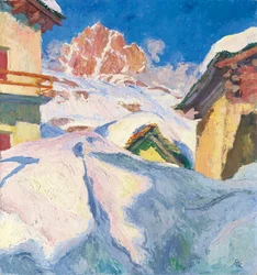 Capolago in inverno con vista su Piz Lagrev, 1928