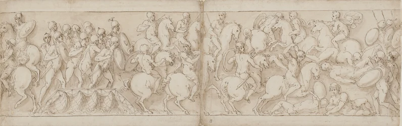 Marco Aurelio parte su un molo con fanteria e cavalleria (CVIII); i Sarmati sono respinti dai Romani avanzanti (CIX)