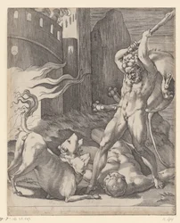 Ercole combatte con Cerbero