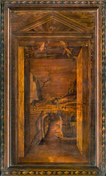Coro Canonico Ligneo, Intarsiato da Giovanni Maria Platina 1484, Stallo Superiore