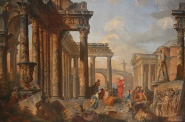 Rovine romane con un predicatore