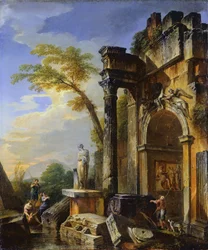 Rovine di un arco di trionfo nella Campagna romana