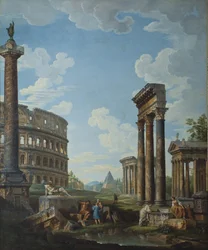 Un capriccio con figure tra le rovine romane tra cui l