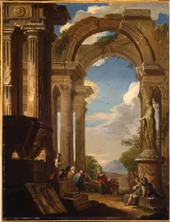 Capricci di rovine romane con figure