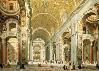 Interno di San Pietro a Roma, vista verso ovest verso la Tomba di San Pietro
