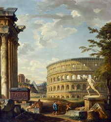Paesaggio romano con il Colosseo