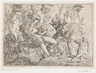 Un satiro catturato da putti e Venere