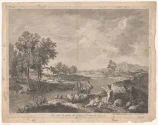 Paesaggio con pastori e pecore