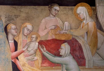 La vita della Vergine: la nascita di Maria (dettaglio)