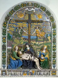 La Deposizione (Pietà). Gesù Cristo e la Vergine Maria circondati da san Giovanni e santa Maria Maddalena davanti alla croce con l