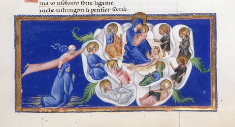 Dante e Beatrice davanti alla Vergine e al Bambino, seduti all