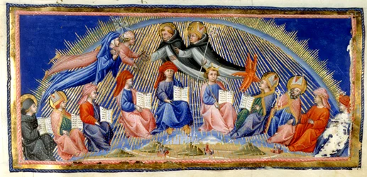 Paradiso, Canto X. Beatrice e Dante si librano accanto al Cielo del Sole e incontrano coloro che si distinguono per la loro saggezza. Sono accolti da San Tommaso d