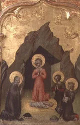 Adorazione del Bambino da parte della Vergine, San Giuseppe e due santi