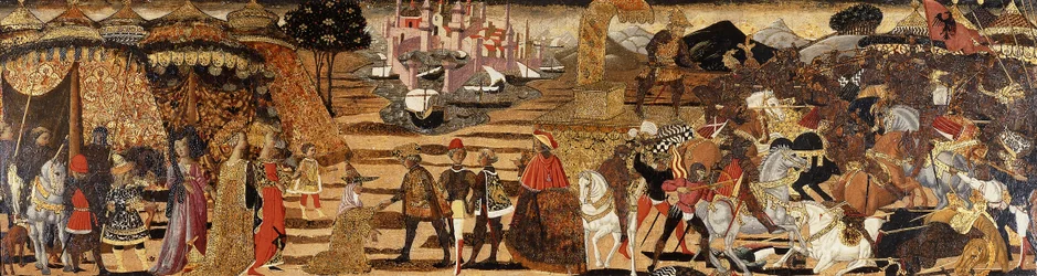 La Battaglia di Isso e la Famiglia di Dario davanti ad Alessandro - un fronte di cassone