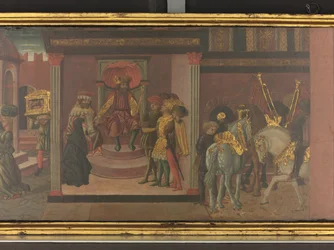 La storia di Traiano e la vedova, dettaglio di un pannello da un cassone, c.1450 (dettaglio)
