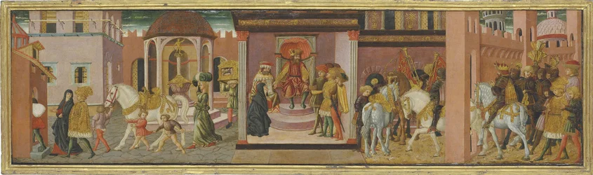 La storia di Traiano e la vedova, pannello da un cassone, c.1450