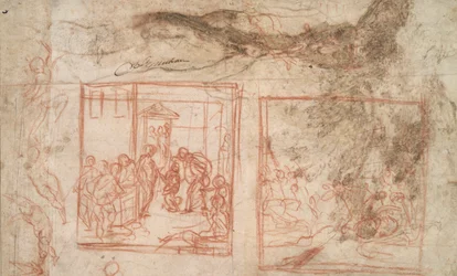 Studio di un Albero (r); Studi di Figura e Composizione (v)