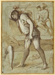 Un boia sta per decapitare un santo barbuto