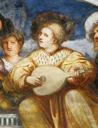 Concerto, suonatore di mandolino tra i corteggiatori