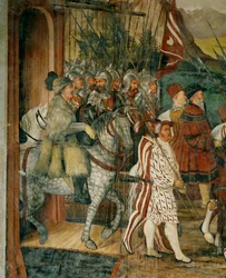 Re Cristiano e Bartolomeo Colleoni a cavallo (affresco)