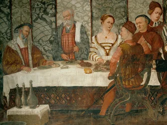 Visita del re Cristiano di Danimarca a Malpaga nel 1474 (affresco)