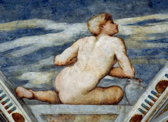 Nudo maschile, Dettaglio degli affreschi di Girolamo Romanino (ca 1484-dopo il 1559), Commissionato da Bernardo Clesio