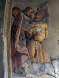 Due uomini che parlano tra loro, (dettaglio)