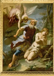 Abramo si prepara a sacrificare Isacco (dipinto su tela)