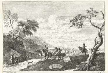 Paesaggio collinare con due uomini in carrozza (Paesaggi italiani)