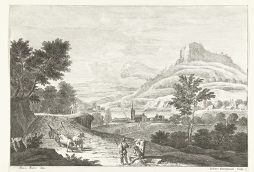 Paesaggio con carro di buoi e funerale