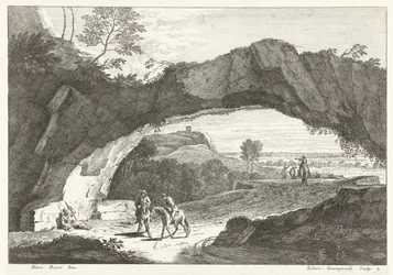 Paesaggio con ponte di pietra e alcune figure