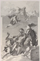 San Martino, a cavallo, dona il suo mantello a un mendicante, 1760-1800