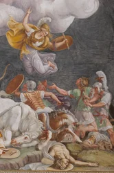 Una battaglia, (dettaglio) Il cavallo di Troia, Camera di Troia (Sala di Troia)