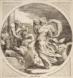 Circe che beve da una coppa con i compagni di Ulisse in una barca a sinistra, 1531-76